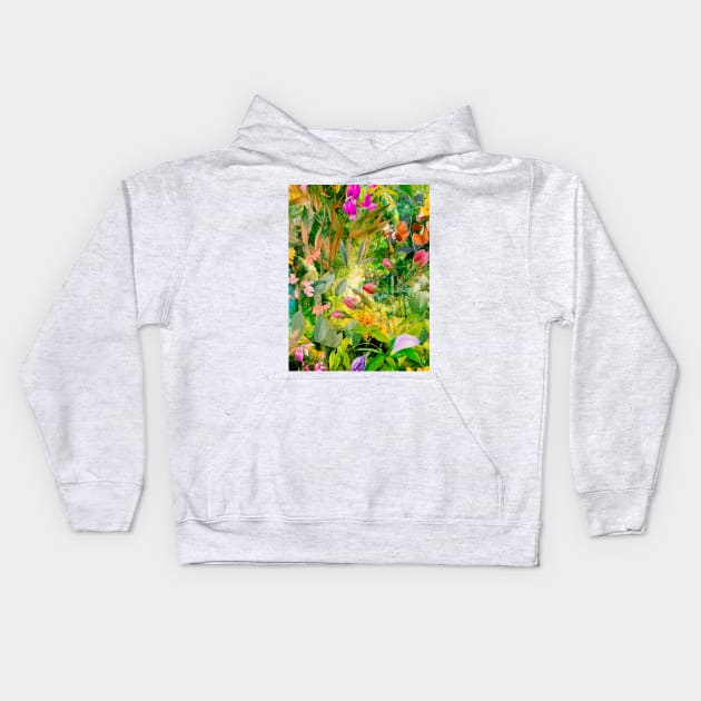 Cool tropical floral leaves botanical illustration, tropical plants,leaves and flowers, yellow leaves pattern Kids Hoodie by Zeinab taha